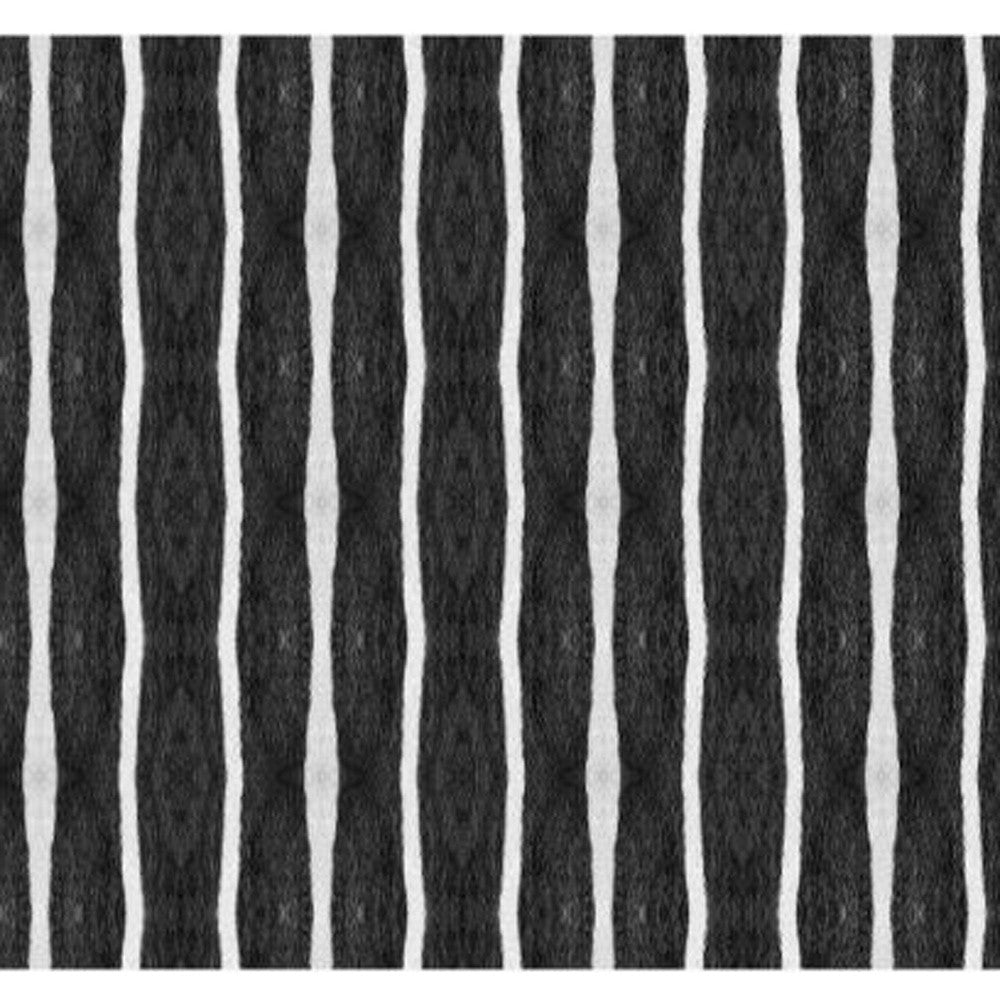 2' X 5' Black And White Modern Stripe Printed Vinyl Area Rug with UV Protection