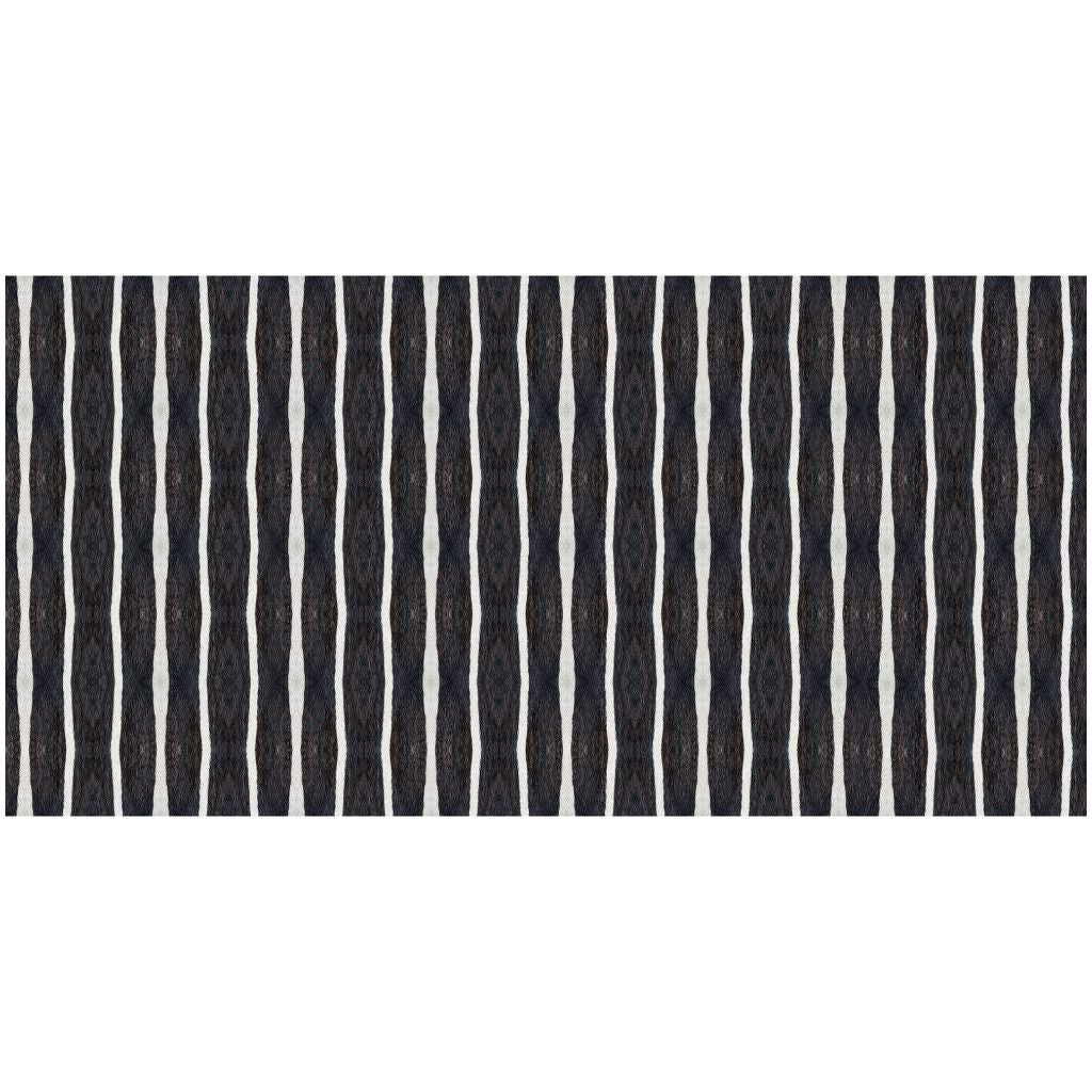 2' X 4' Black And White Modern Stripe Printed Vinyl Area Rug with UV Protection