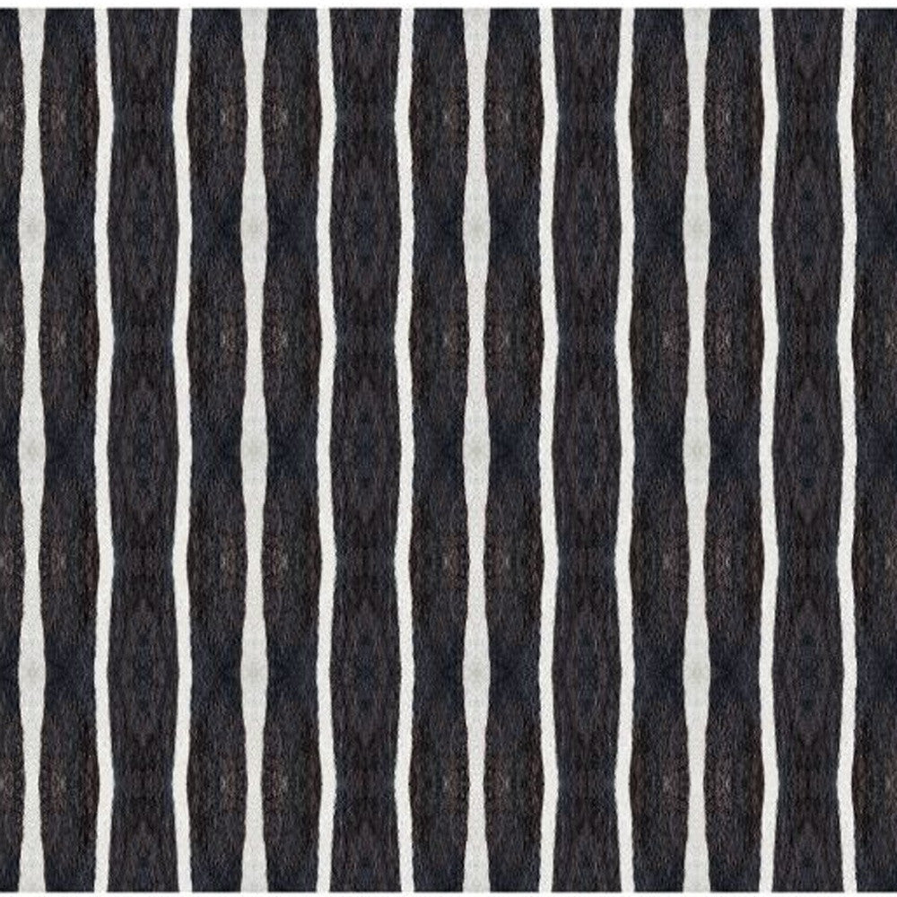 2' X 4' Black And White Modern Stripe Printed Vinyl Area Rug with UV Protection