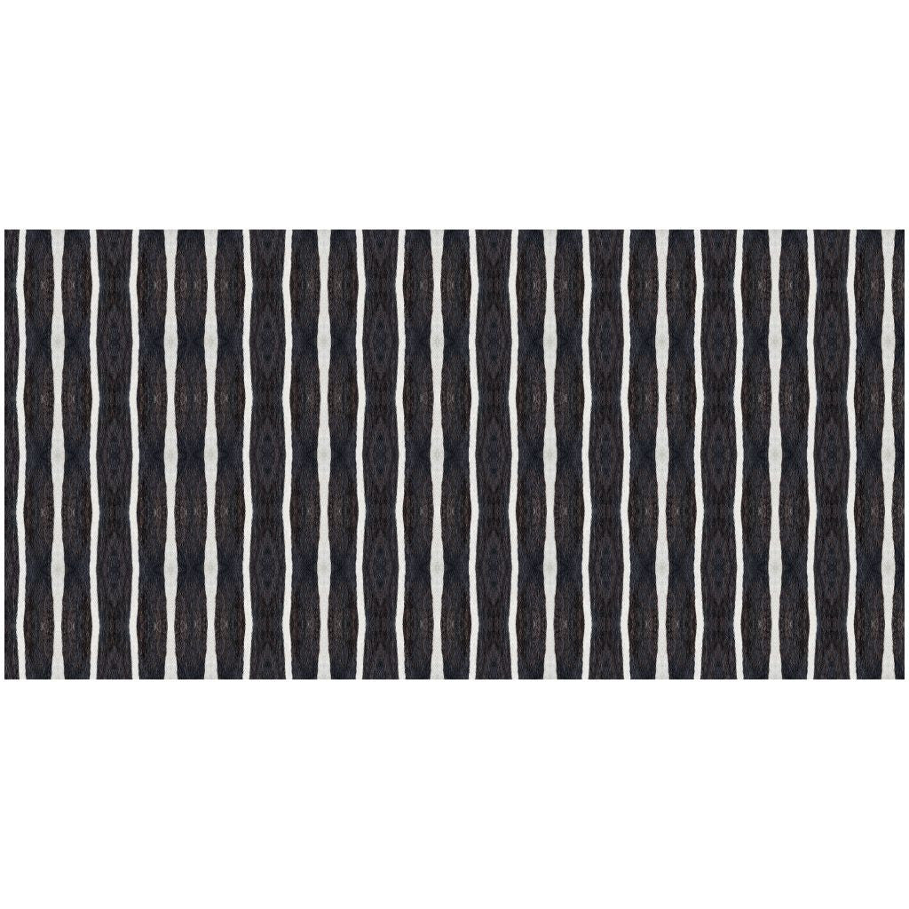 2' X 4' Black And White Modern Stripe Printed Vinyl Area Rug with UV Protection