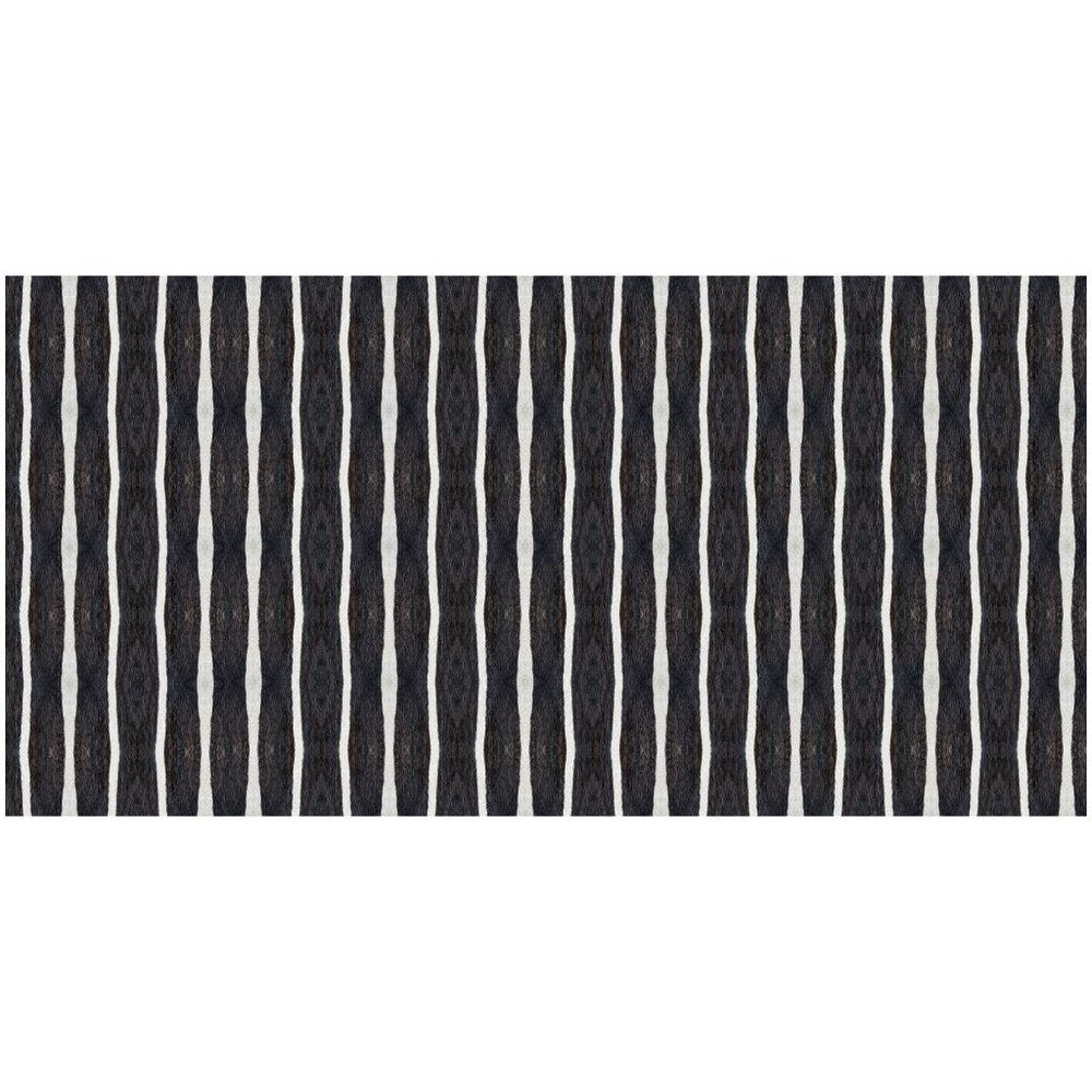 2' X 4' Black And White Modern Stripe Printed Vinyl Area Rug with UV Protection