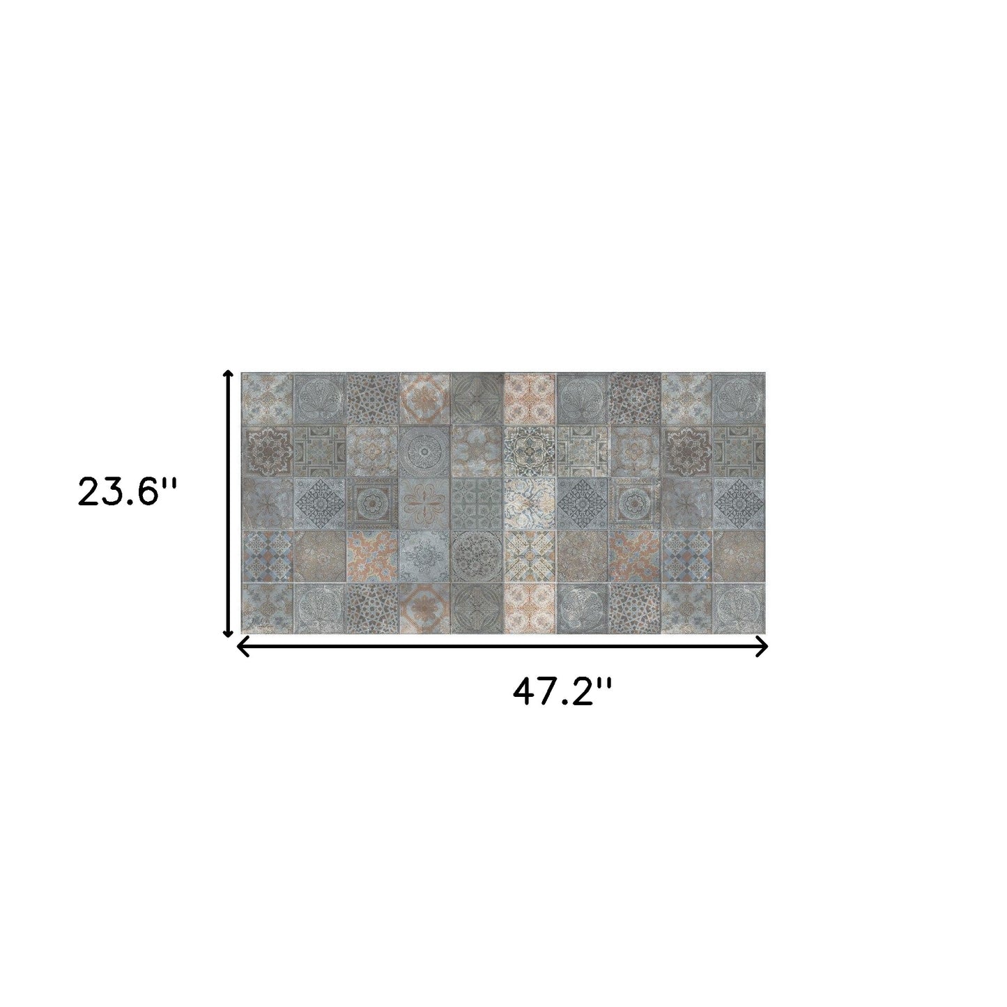 2' X 4' Brown And Gray Mosaic Tile Printed Vinyl Area Rug with UV Protection