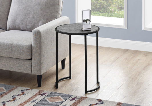 24" Black And Gray Round End Table