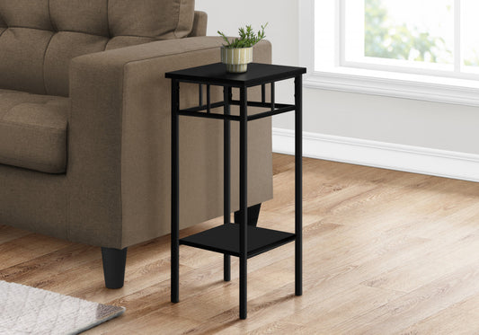 28" Black Square End Table With Shelf