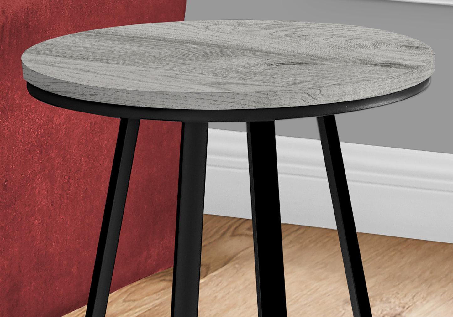 22" Black And Gray Round End Table