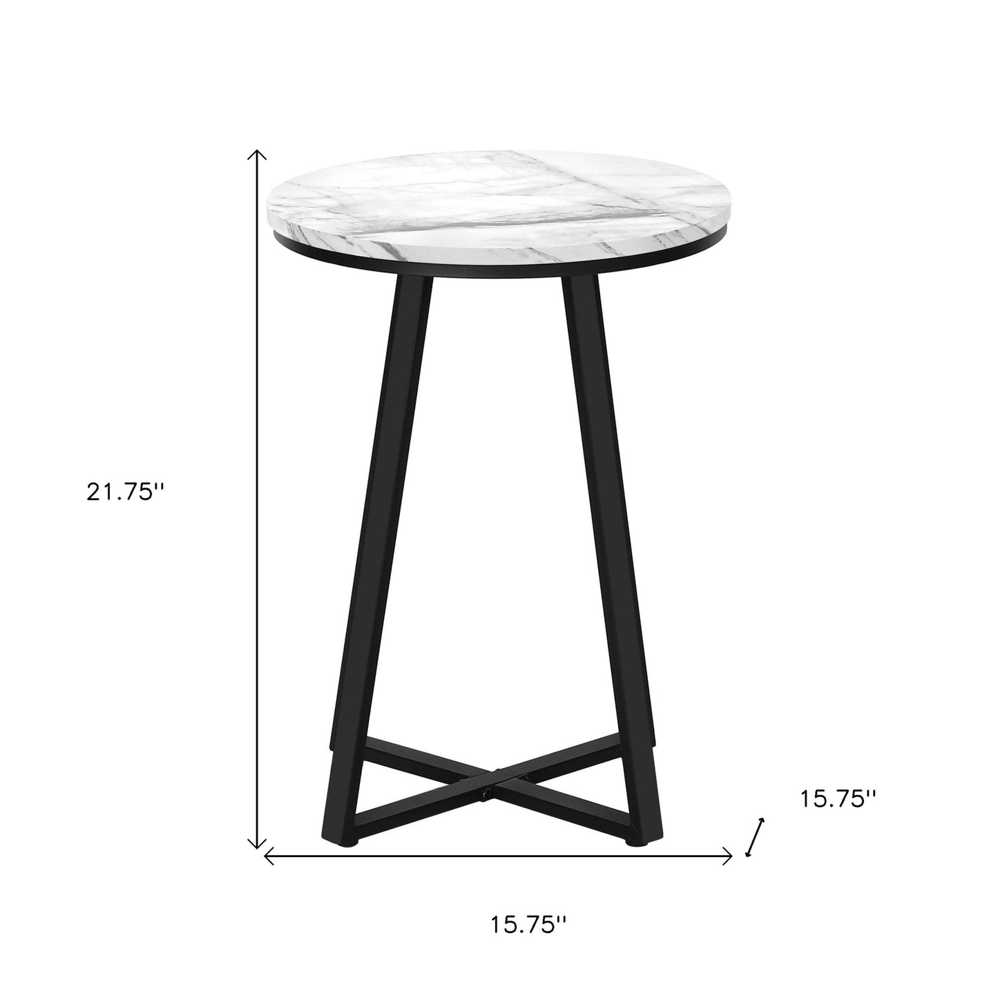 22" Black And White Round End Table