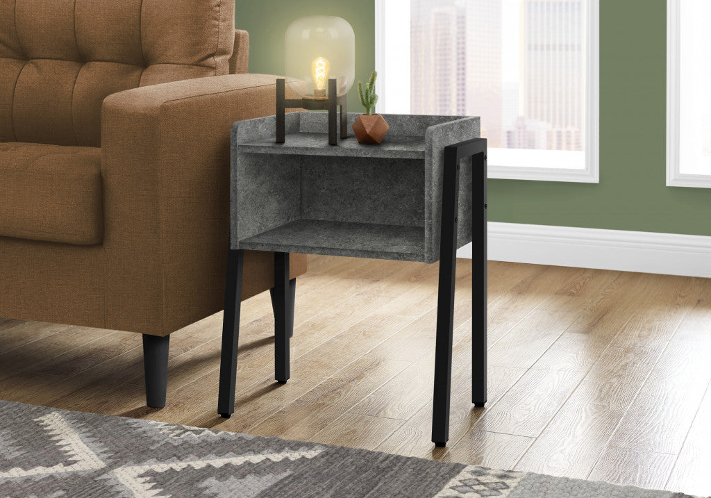 23" Black And Gray End Table With Shelf