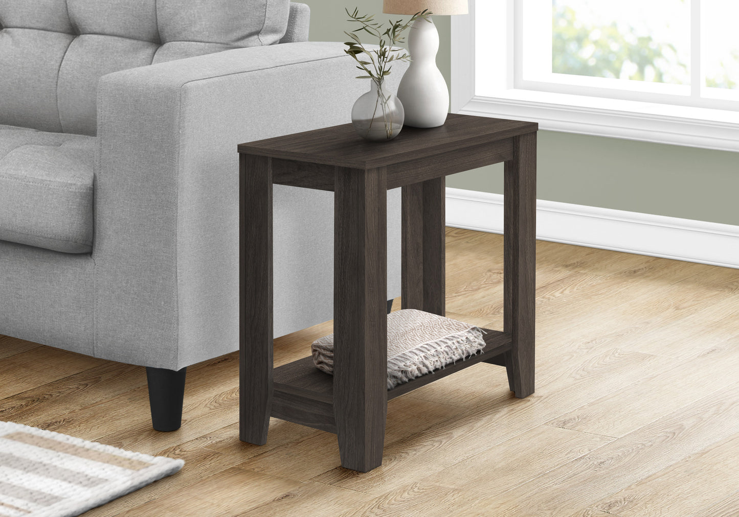 22" Brown Wood End Table With Shelf