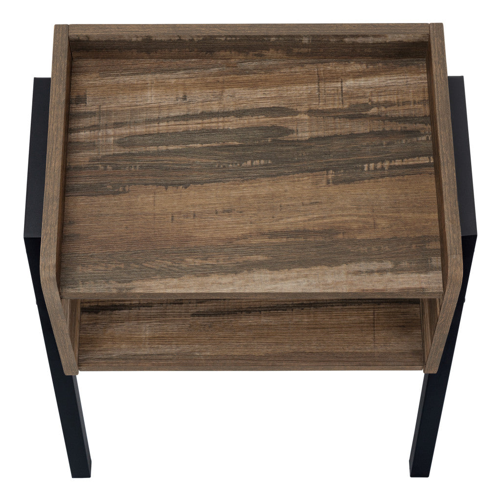 23" Black And Brown End Table With Shelf