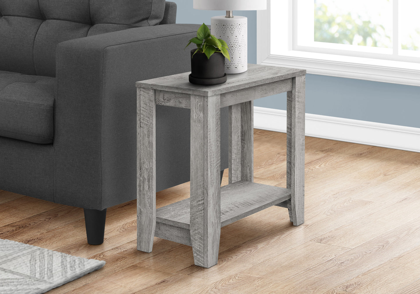 22" Gray Wood End Table With Shelf