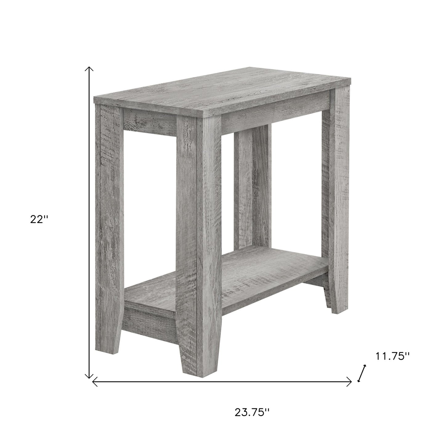 22" Gray Wood End Table With Shelf