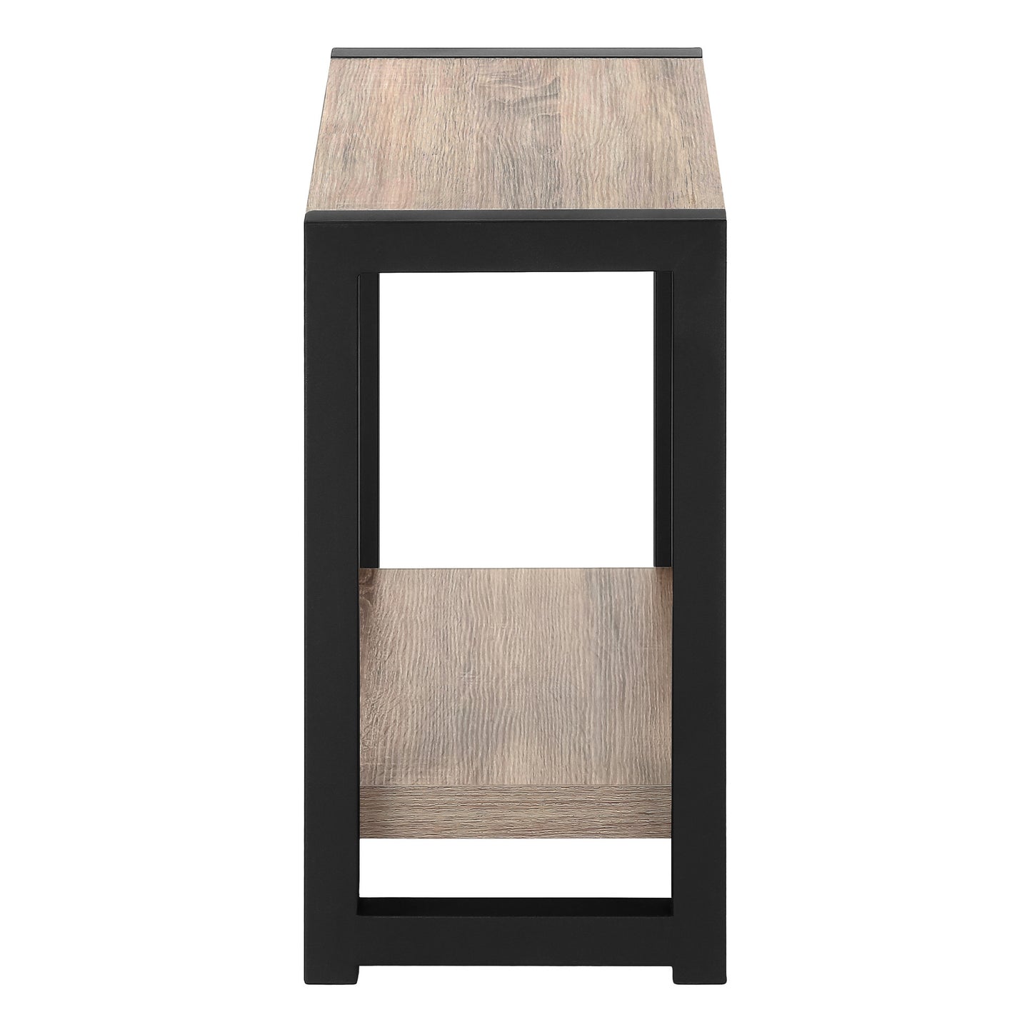 22" Black And Deep Taupe End Table With Shelf