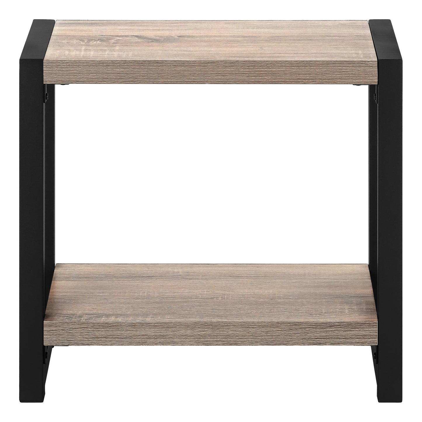 22" Black And Deep Taupe End Table With Shelf