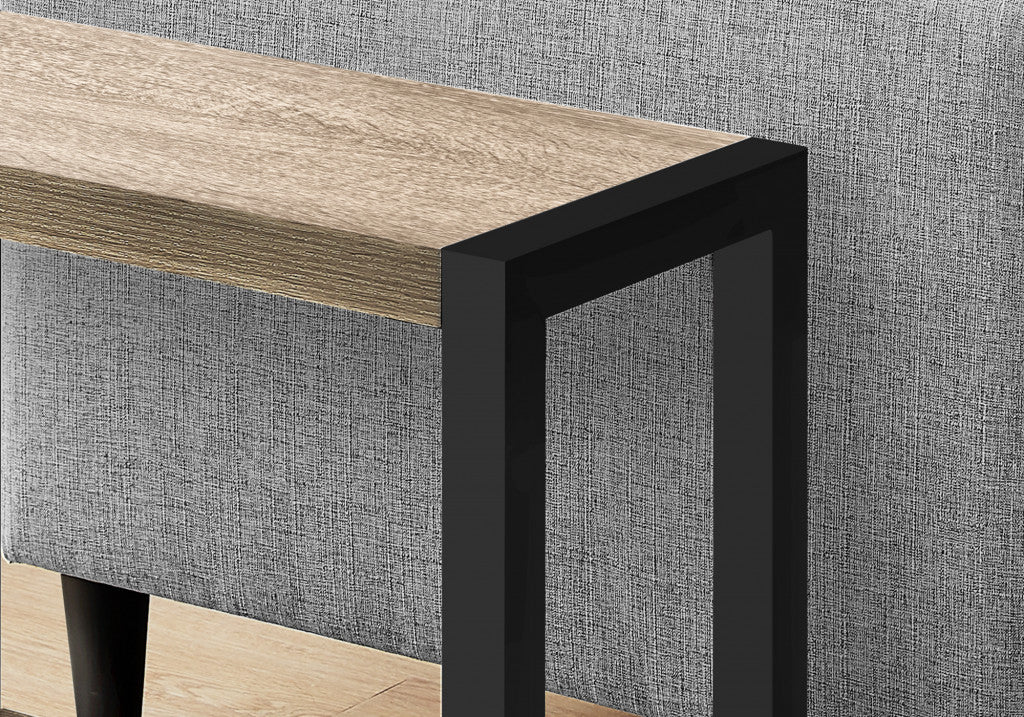 22" Black And Deep Taupe End Table With Shelf