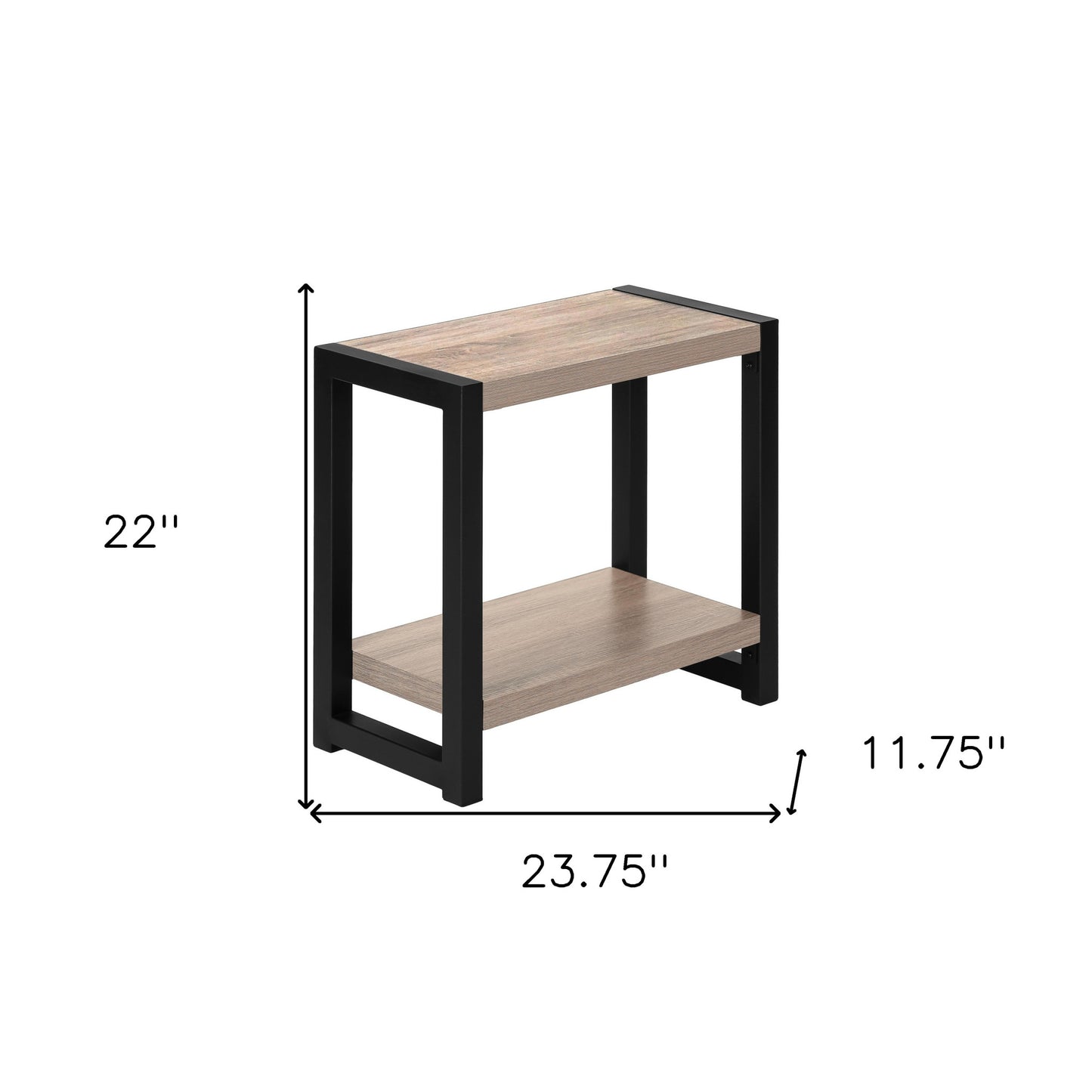 22" Black And Deep Taupe End Table With Shelf