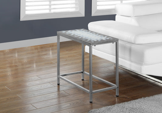 22" Gray And White Tile End Table