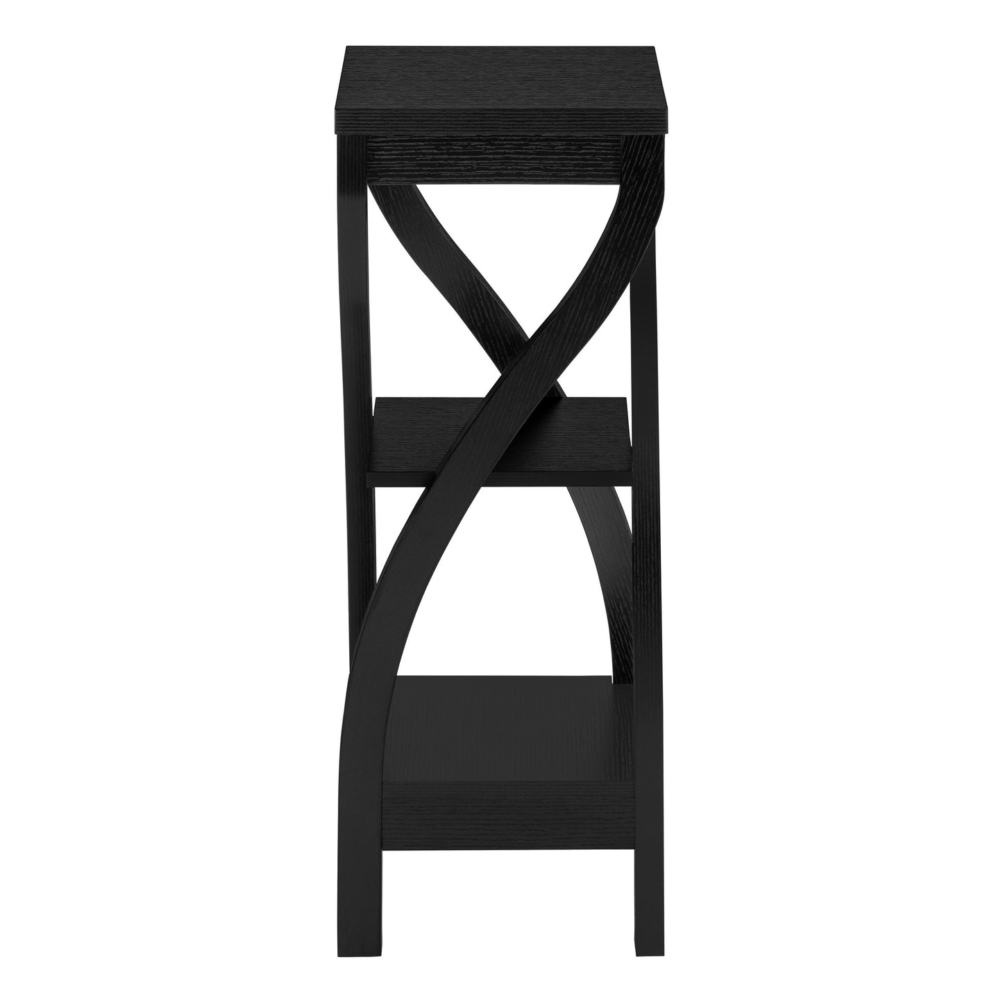 32" Black Wood Square End Table With Two Shelves