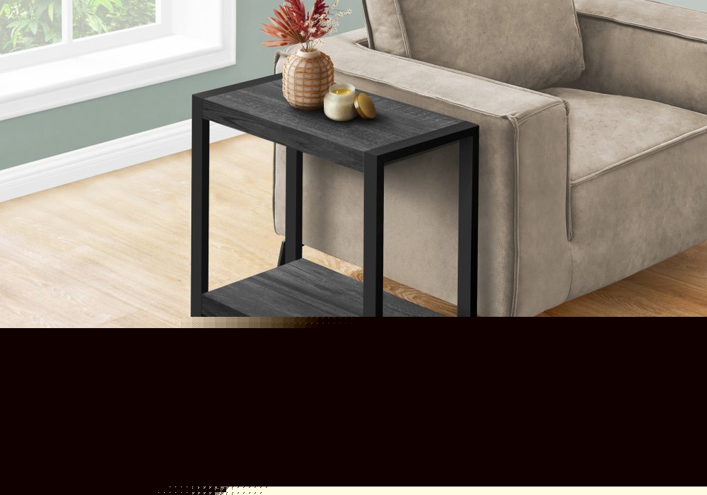 24" Black End Table With Shelf