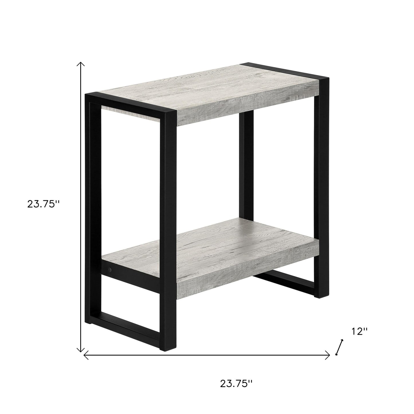 24" Black And Gray End Table With Shelf