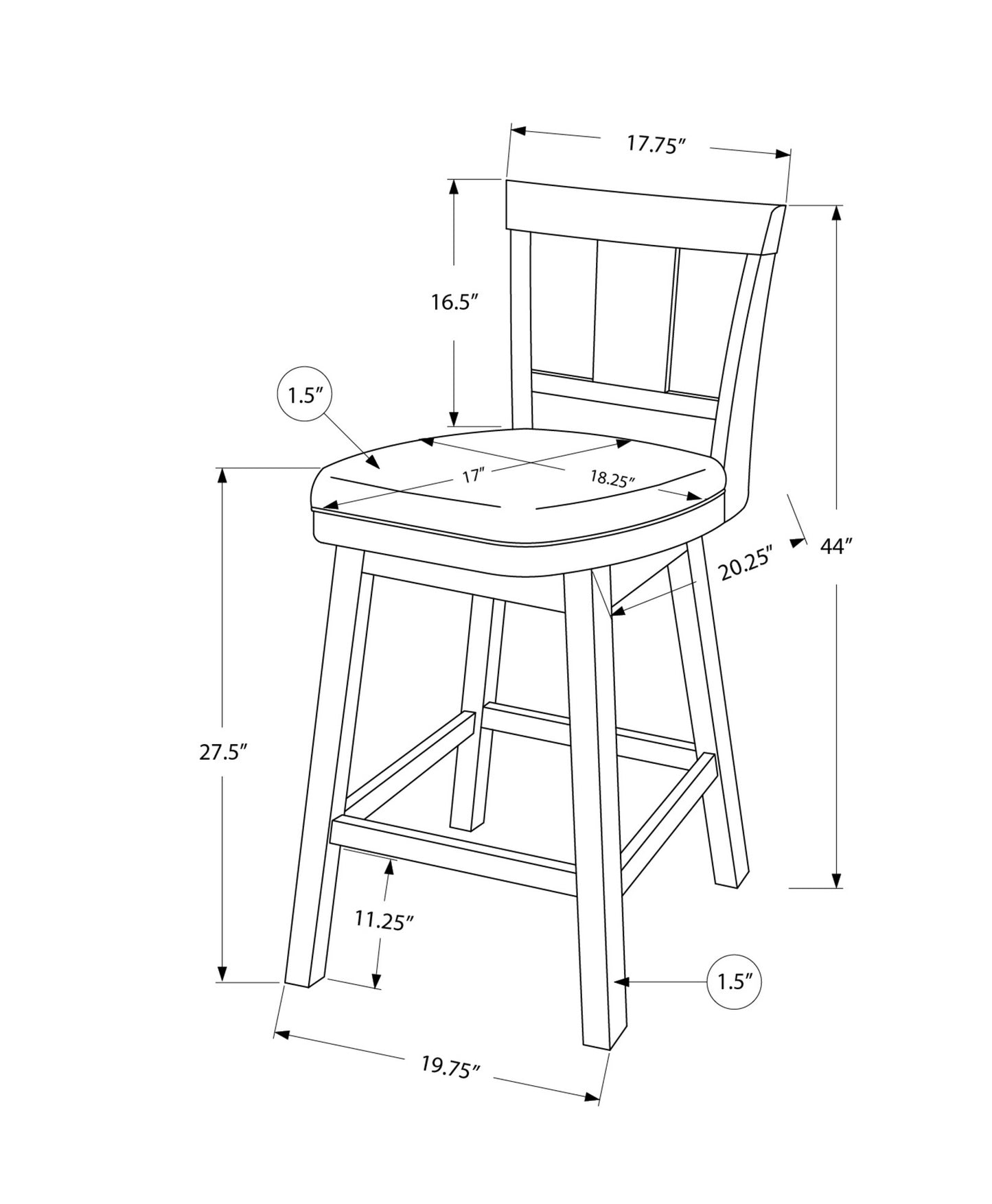 28 " Espresso Solid Wood Bar Chair