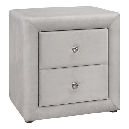 21" Light Gray Wood Two Drawer Nightstand