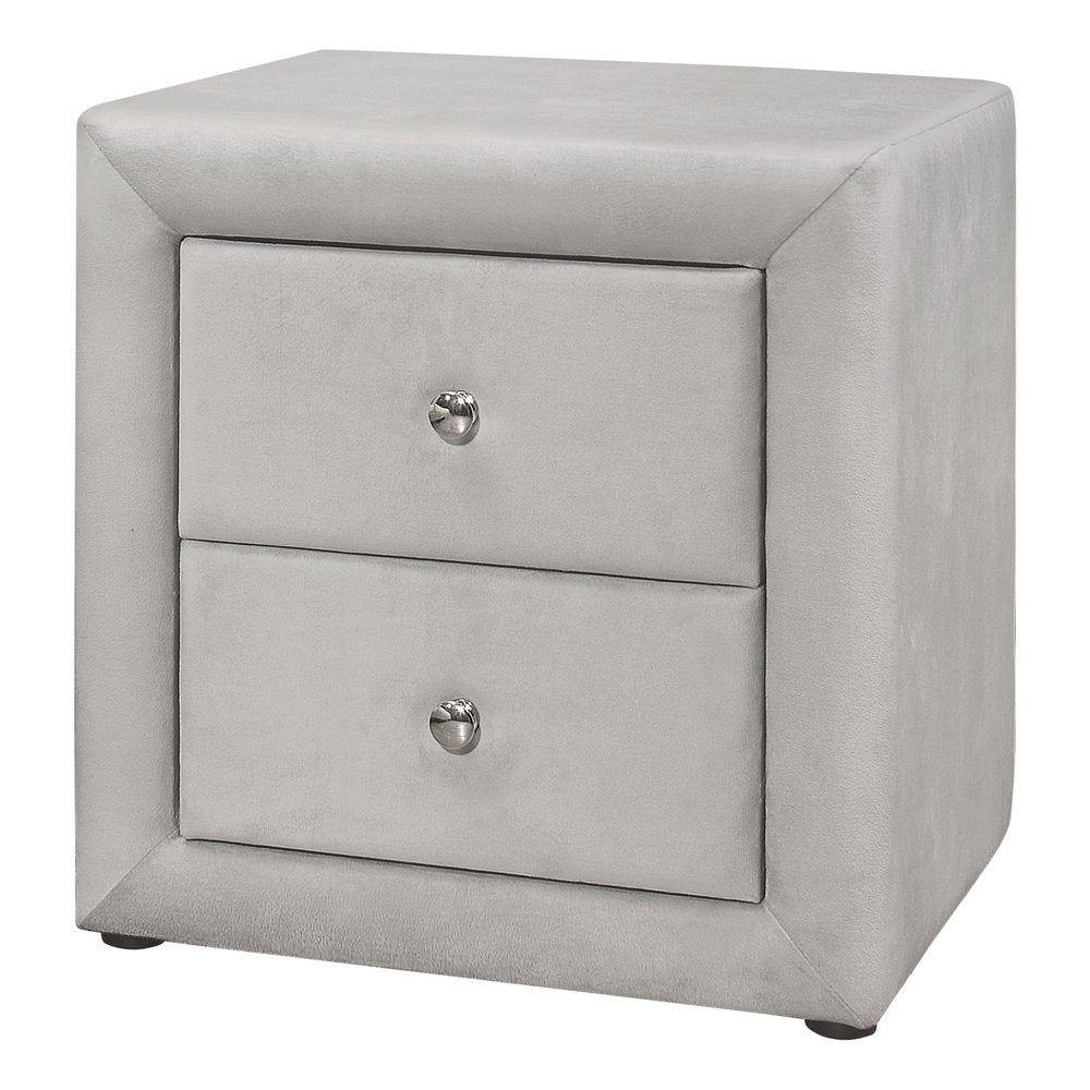 21" Light Gray Wood Two Drawer Nightstand