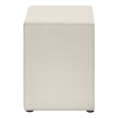 Beige wood two-drawer nightstand with a rectangular silhouette and short legs.