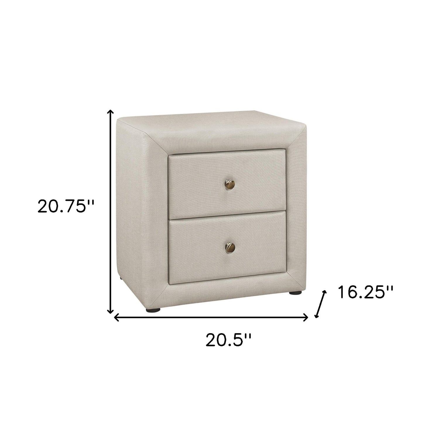 21" Beige Linen Blend Two Drawer Nightstand