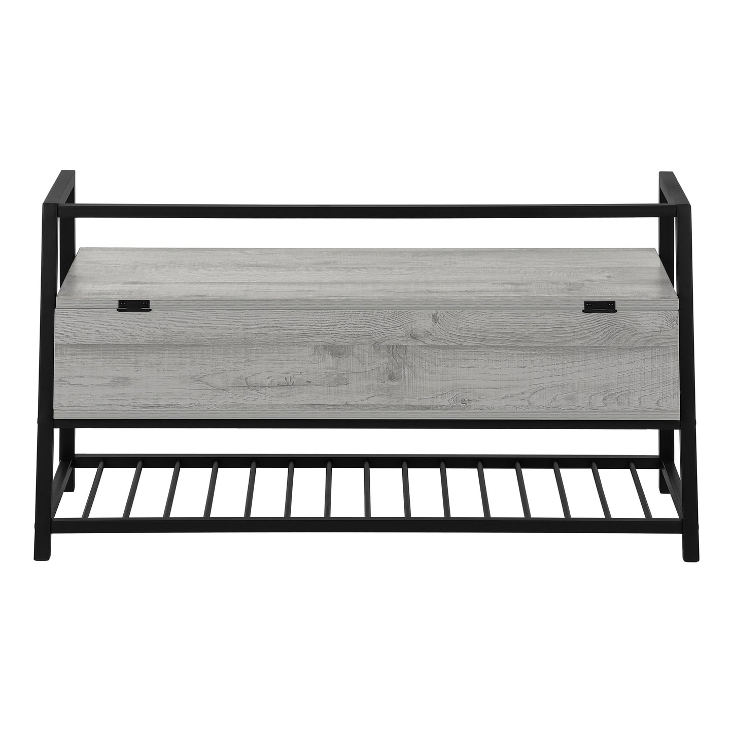 42" Gray And Black Bench With Flip top