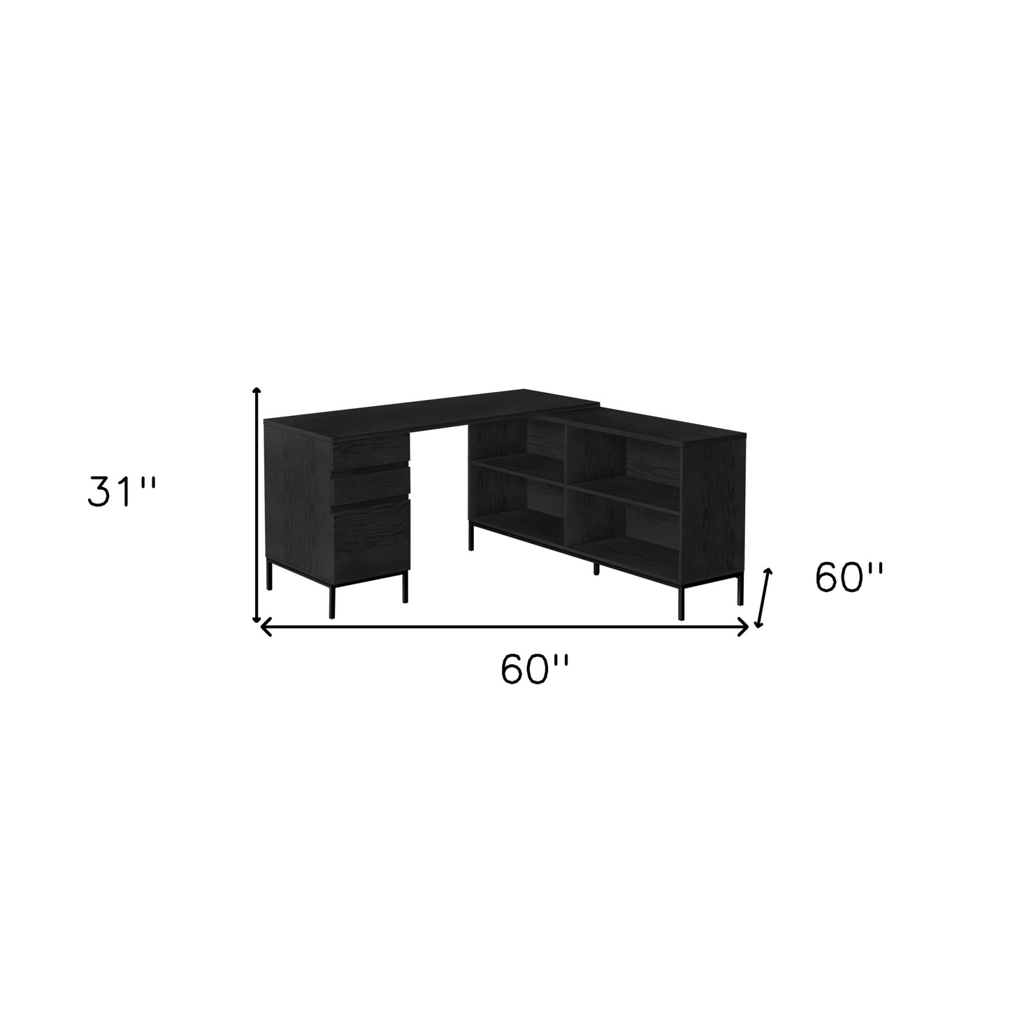 60" Black L Shape Computer Desk