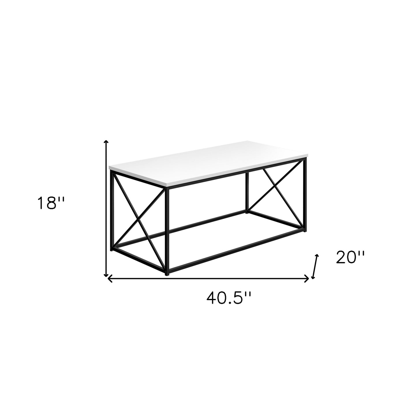 41" White Metal Coffee Table