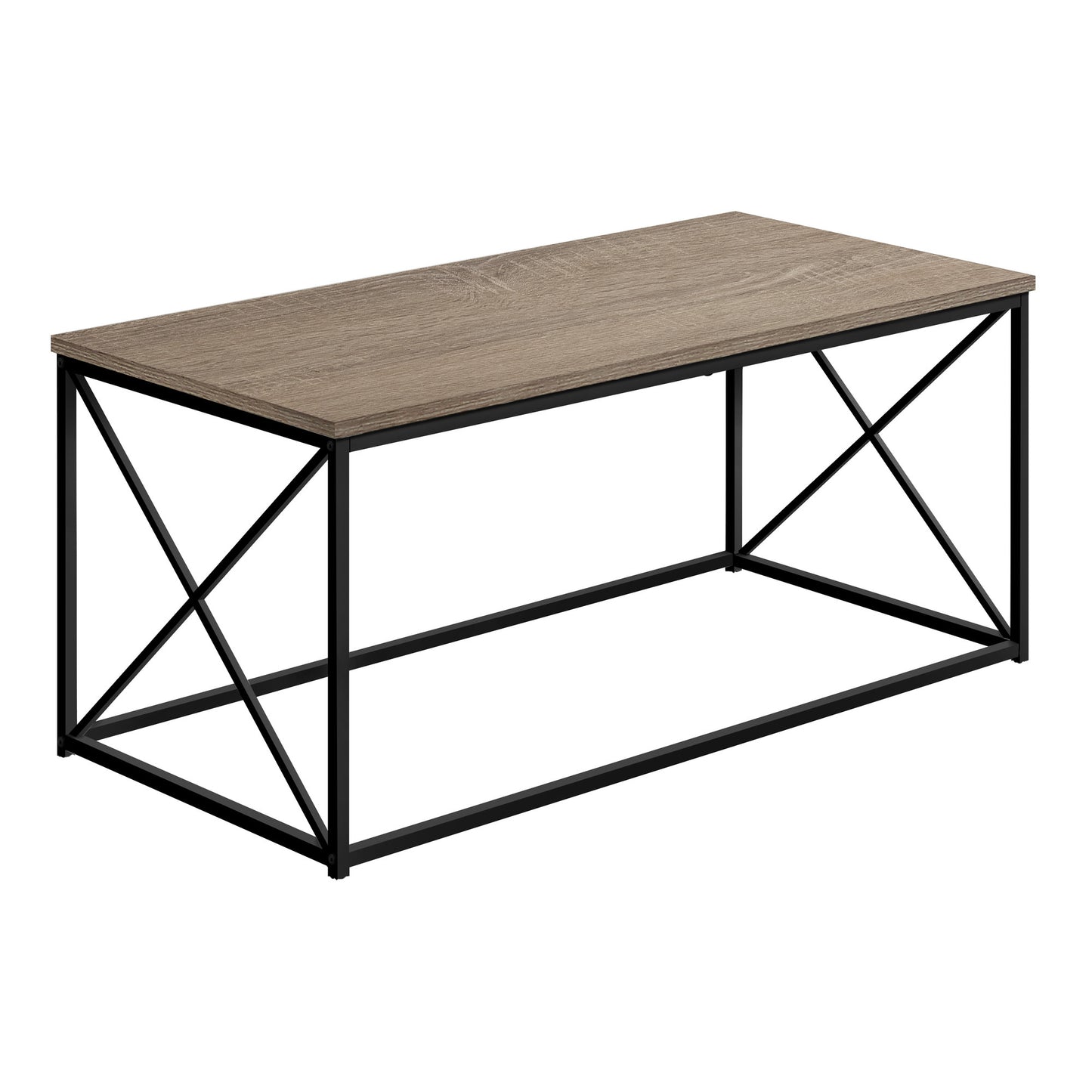 41" Taupe And Black Metal Coffee Table