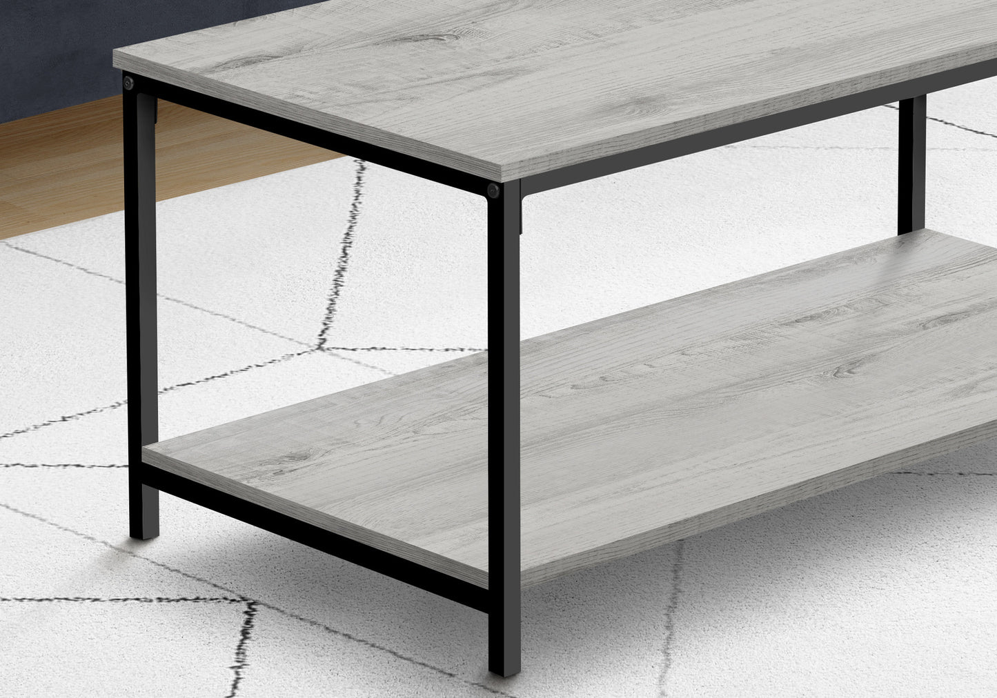 40" Gray And Black Metal Coffee Table