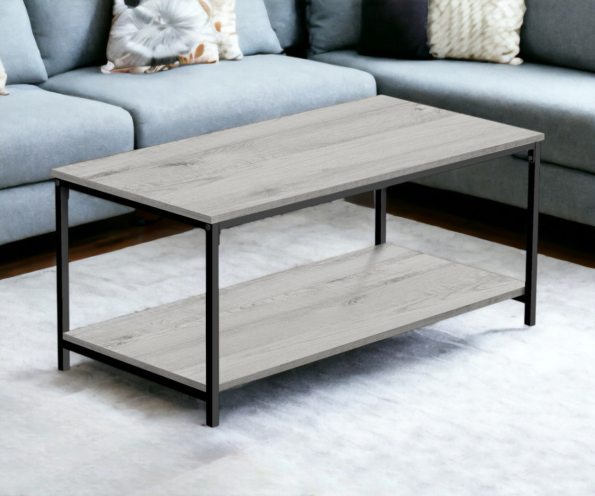 40" Gray And Black Metal Coffee Table