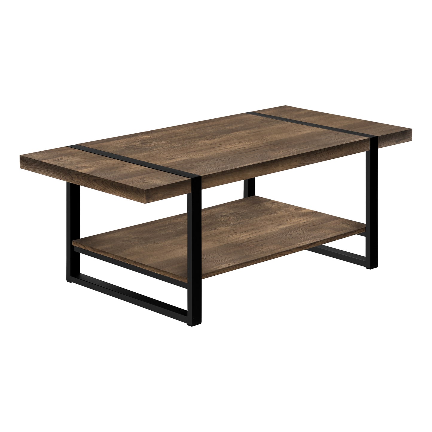 47" Brown And Black Coffee Table With Shelf