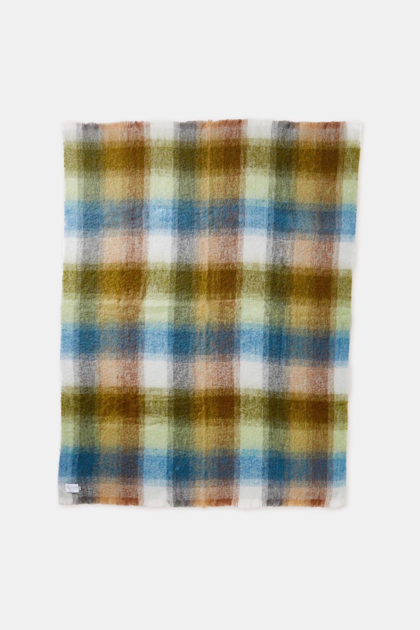 Blue And Green Woven Wool Plaid Reversable Throw