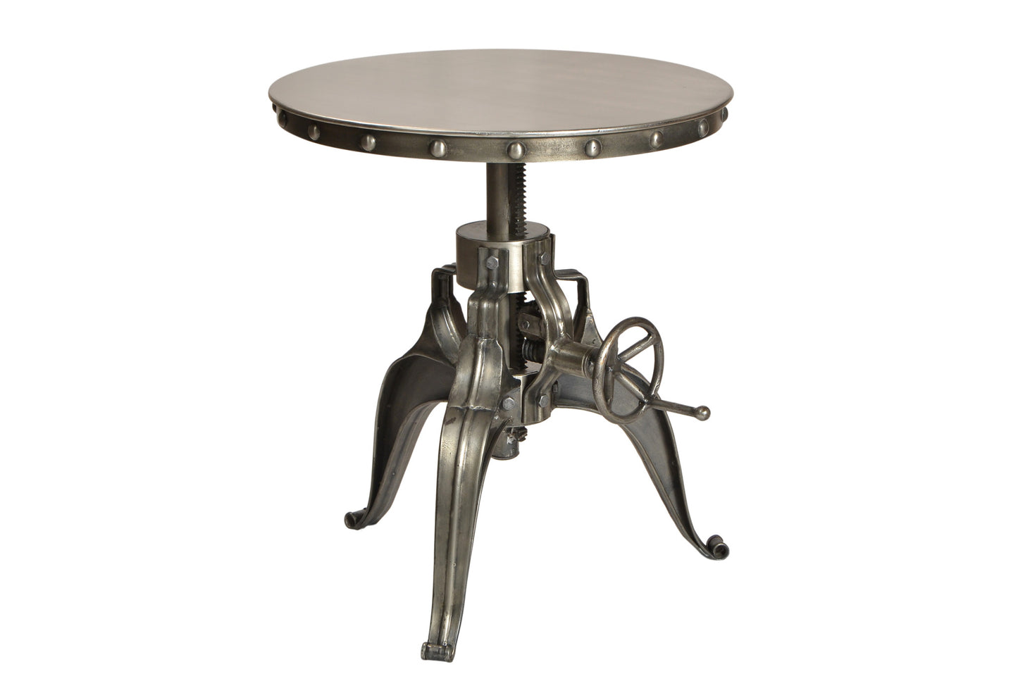 21" Silver Metal And Iron Round End Table