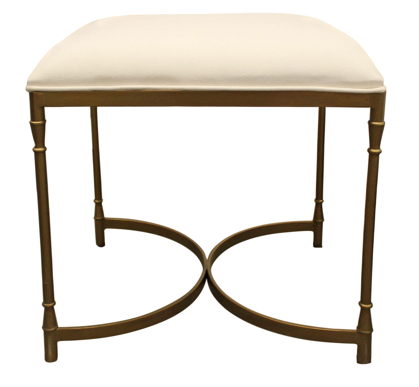 21 " Ivory And Brass Iron Backless Bar Chair