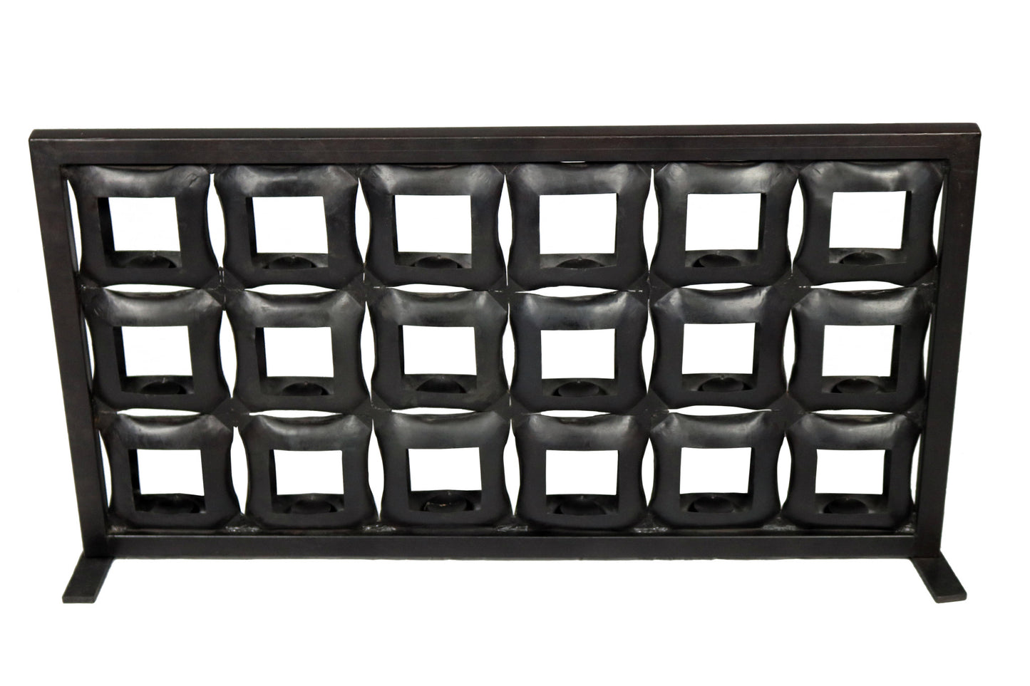 23" Black Iron Geometric Floor Tealight Candle Holder