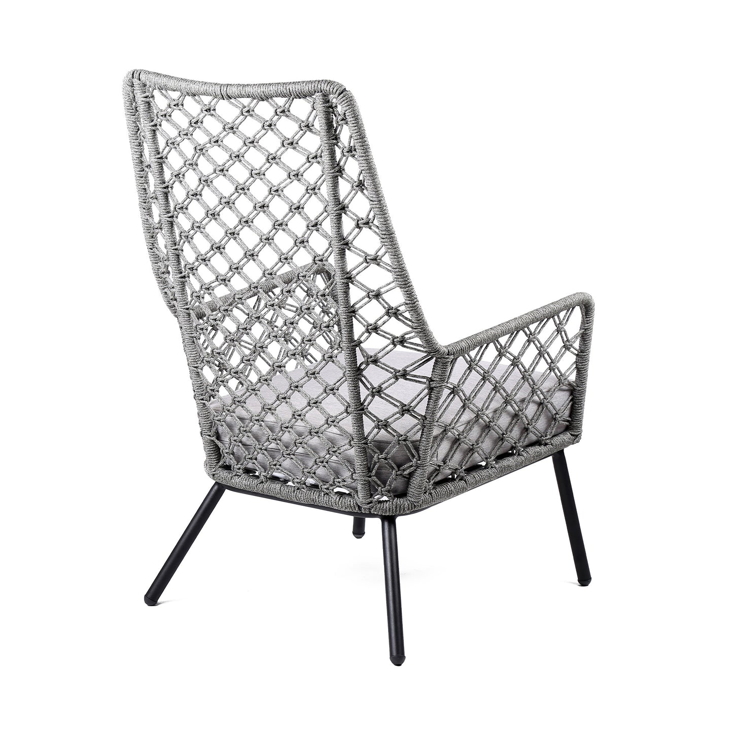 26" Gray and Black Steel Indoor Outdoor Dining Chair with Gray Cushion