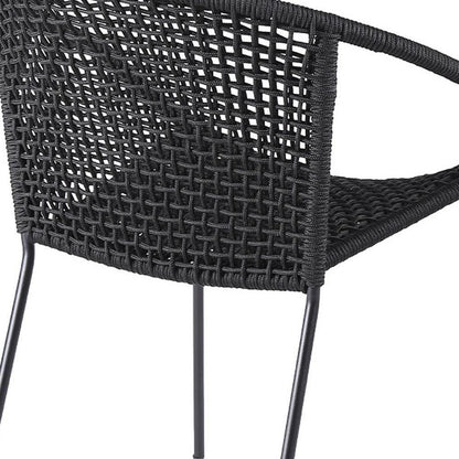 Set of Two 25" Black Metal Outdoor Dining Chair