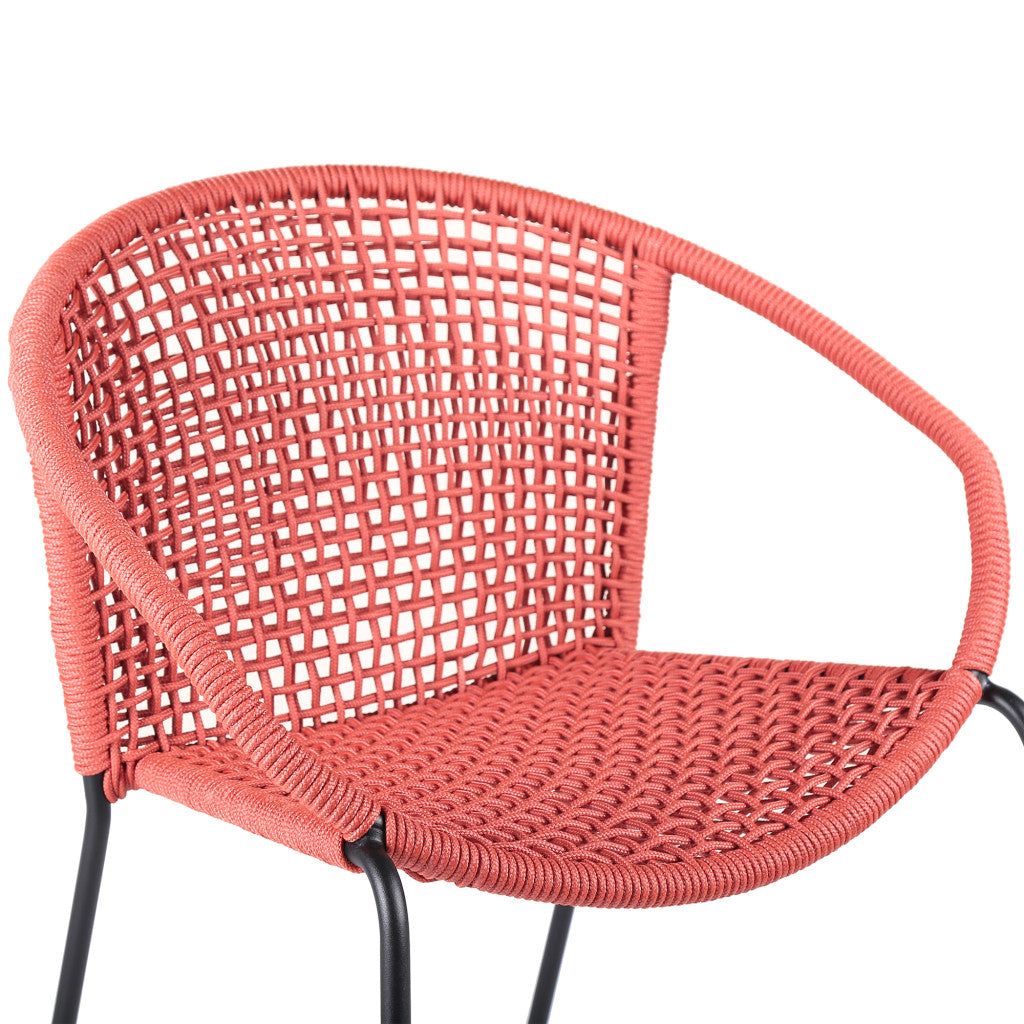 Set of Two 25" Red Metal Outdoor Dining Chair