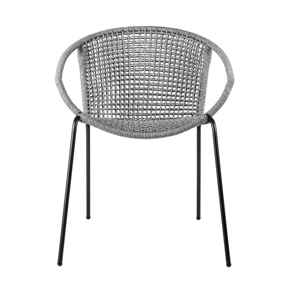 Set of Two 25" Gray Metal Outdoor Dining Chair