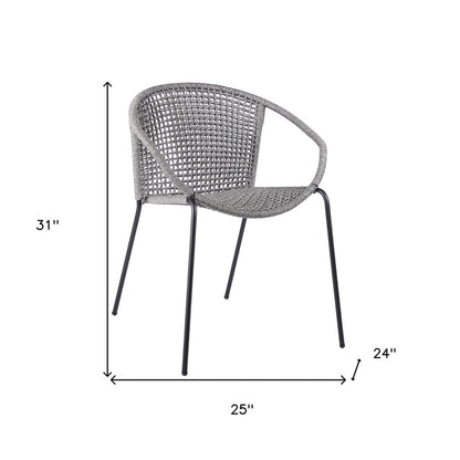 Set of Two 25" Gray Metal Outdoor Dining Chair