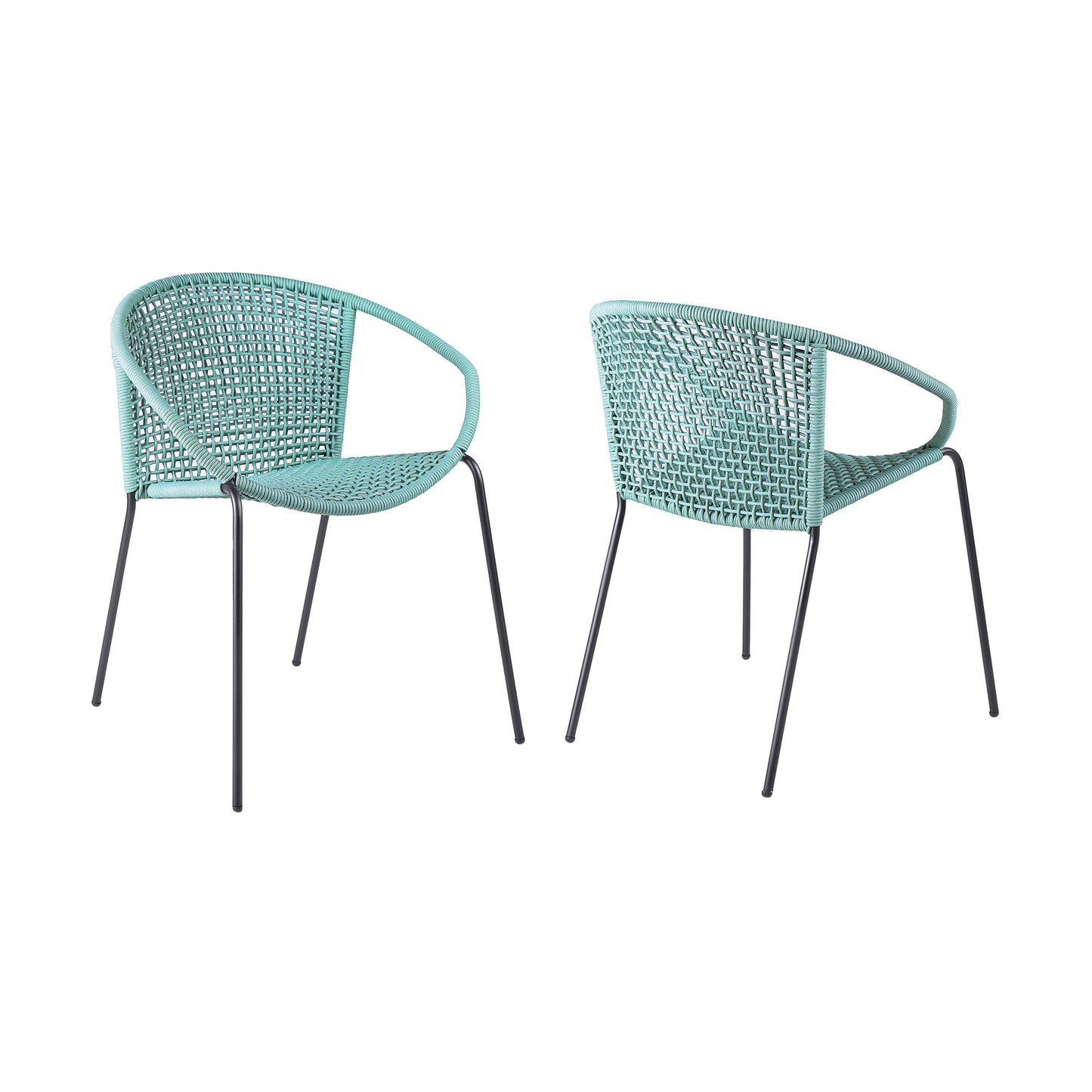 Set of Two 25" Green Metal Outdoor Dining Chair