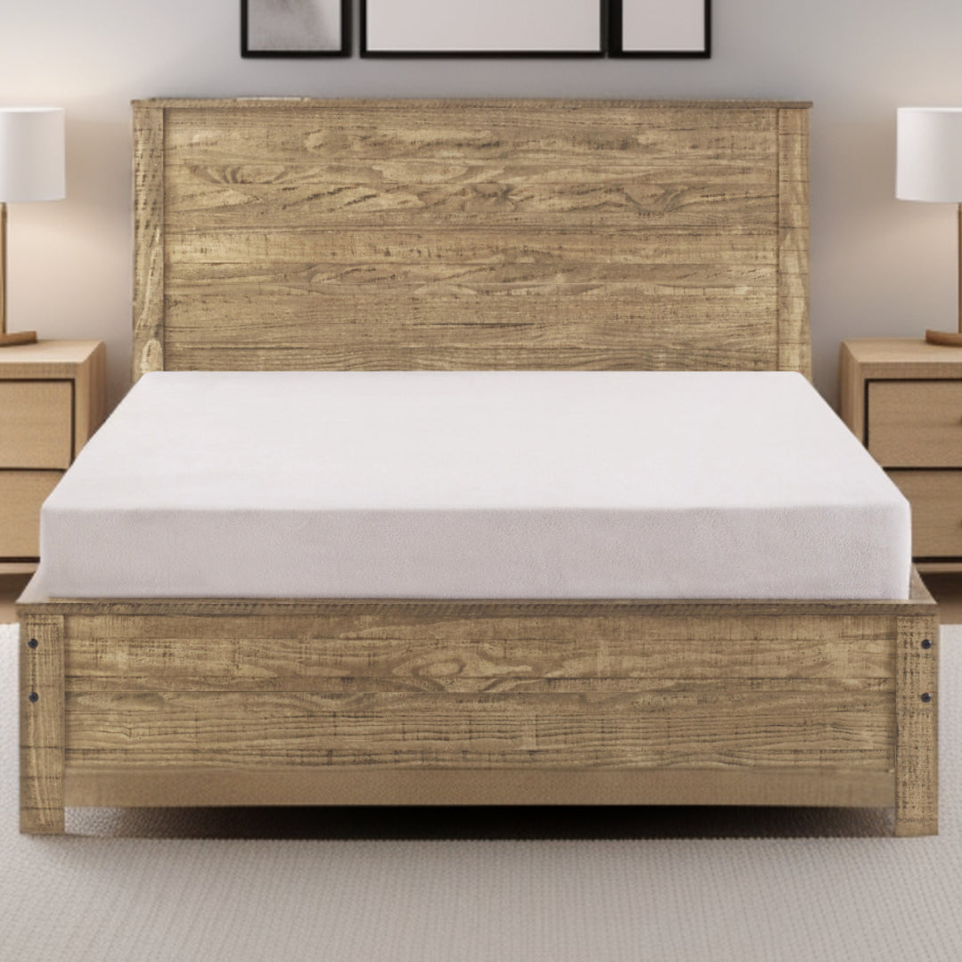 Walnut Brown Solid Wood Queen Bed Frame