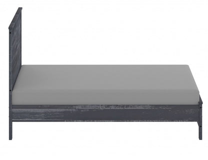 Grey solid wood full double bed frame