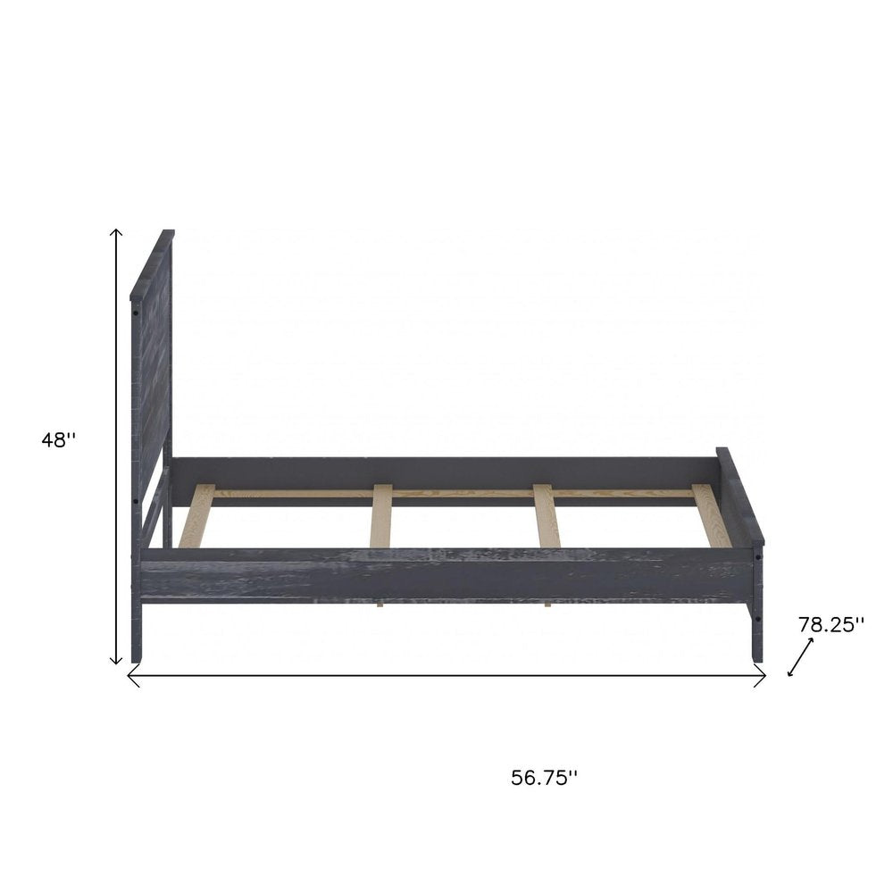Grey Solid Wood Full Double Bed Frame