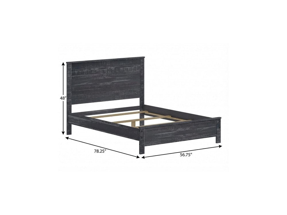 Grey solid wood bed frame for a full/double size mattress.