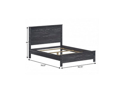 Grey solid wood bed frame for a full/double size mattress.